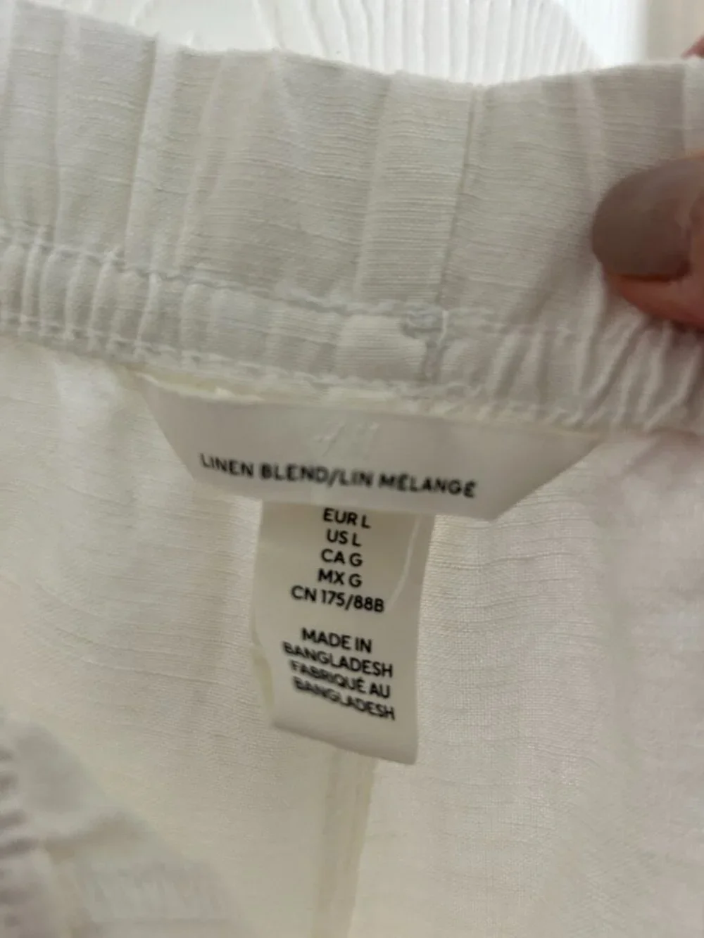 H&M White Linen Blend Wide Leg Pants